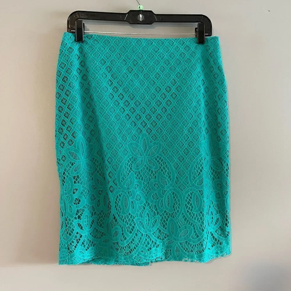 LOFT Turquoise Lace Pencil Skirt || SZ 10P